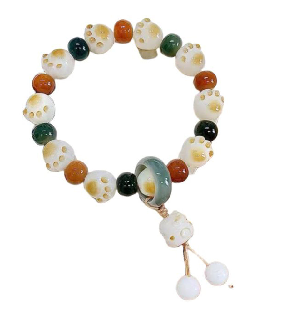 Exquisitely Carved Cat Paw Bodhi Bracelet