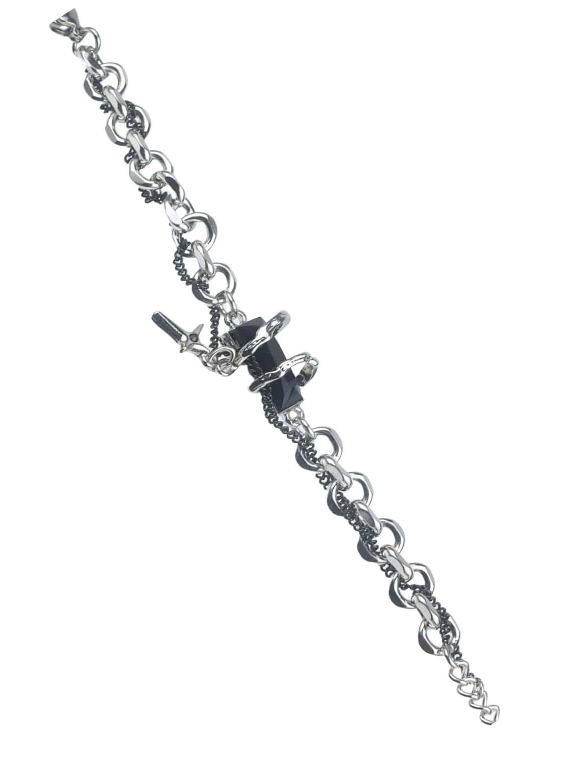 Edgy Black Stone Silver Chain Bracelet – Bold Style Redefined