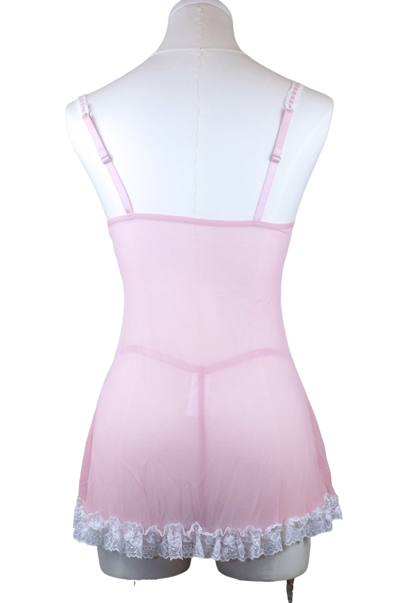 Cotton Candy Dreams Pink Lace Babydoll + Thong Set
