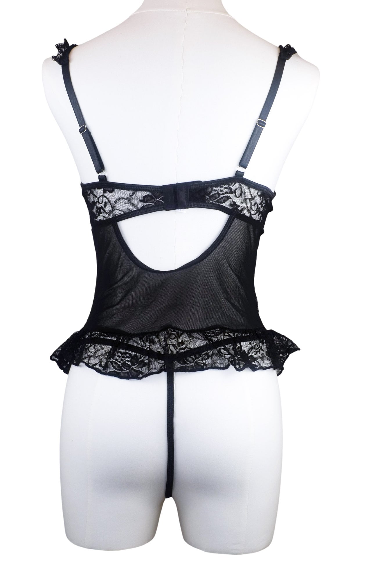 Noir Allure Lace Bustier Set with Thong & Garter for Leggings