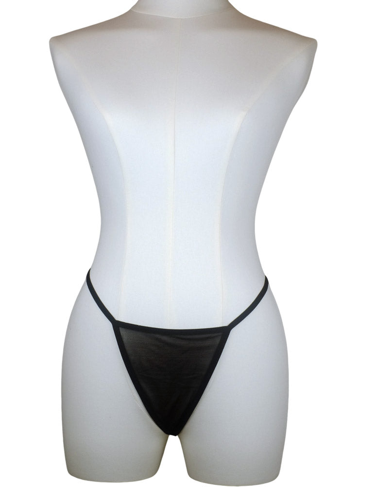 Midnight Mirage Asymmetrical Mesh Dress with Thong