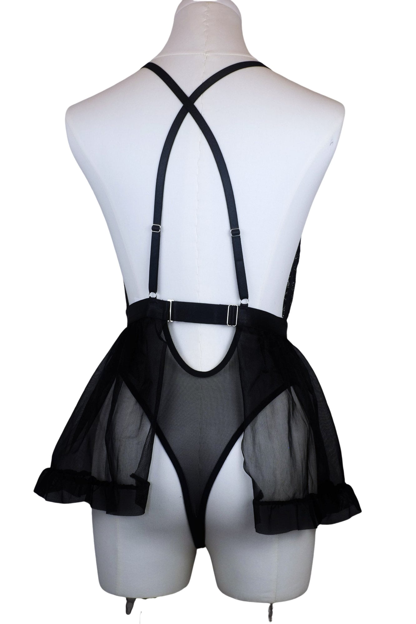 Midnight Enchantress Lace Bodysuit Garter Straps